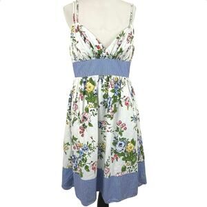 OC Oleg Cassini Floral Garden Party Dress Blue White Size 10